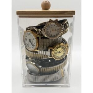 Vintage Watch Lot 11pc Timex & Mixed Stretch Band Gold Tone Parts Repair As-Is
